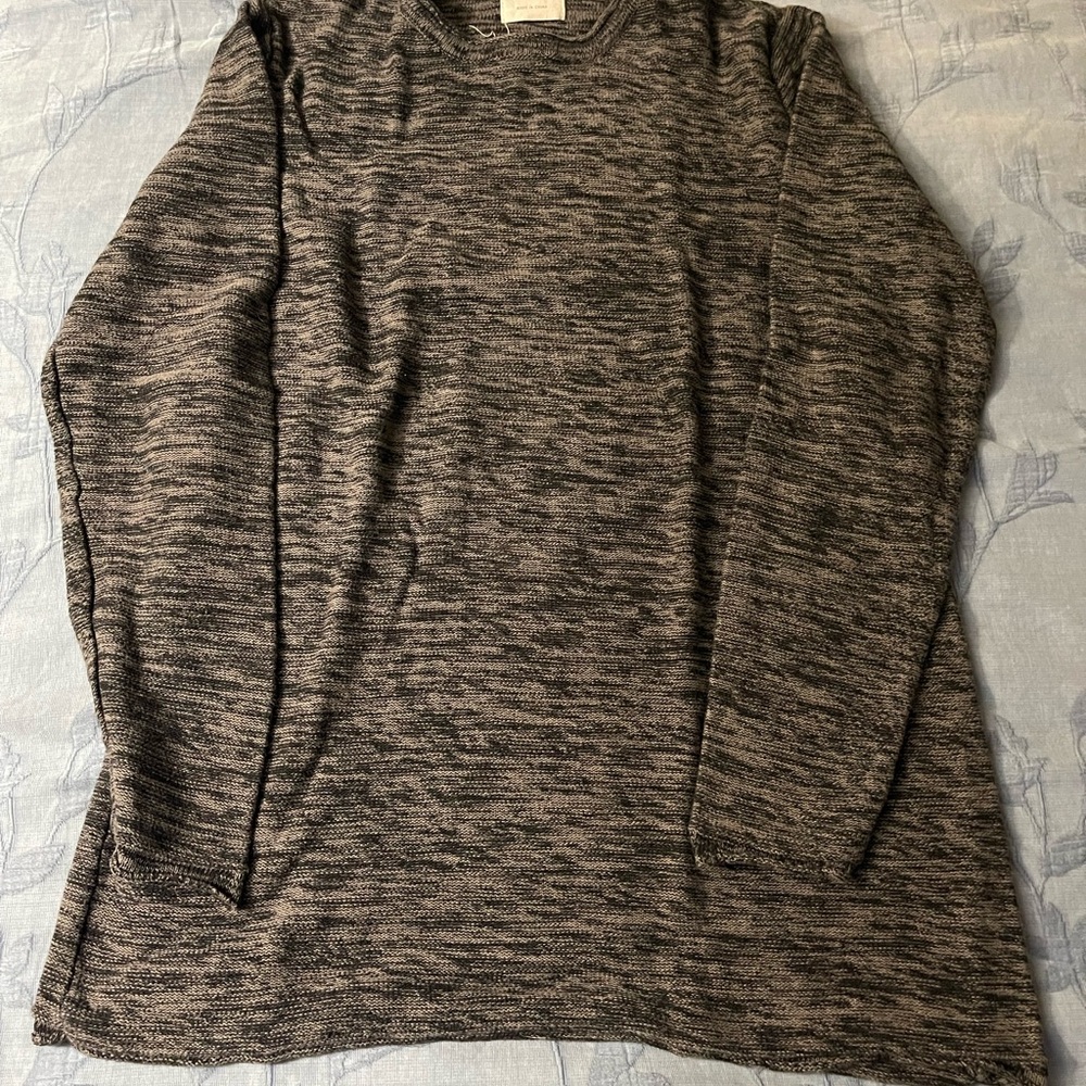 Primark Men's Crewneck Sweater in Black and Gray Marled